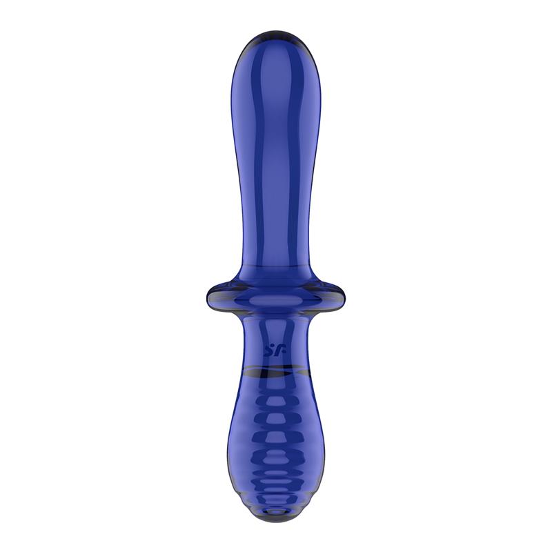 SATISFYER - ESTIMULADOR DE CRISTAL DOUBLE CRYSTAL HOT AND COLD AZUL