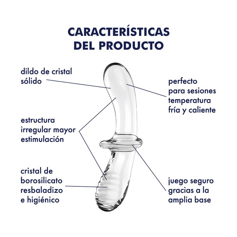 SATISFYER - ESTIMULADOR DE CRISTAL DOUBLE CRYSTAL HOT AND COLD TRANSPARENTE