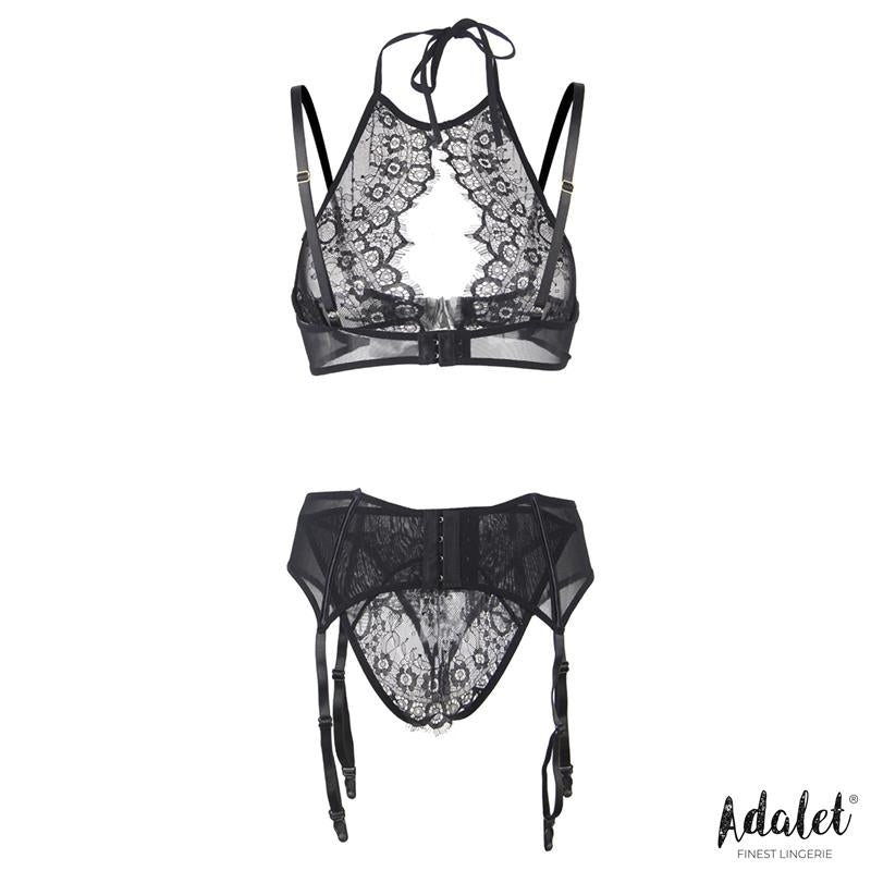ADALET LINGERIE - EVELYN SET SUJETADOR, BRAGUITAS ABIERTAS Y LIGUERO