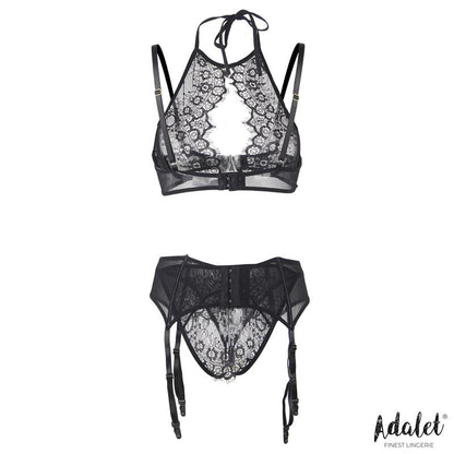 ADALET LINGERIE - EVELYN SET SUJETADOR, BRAGUITAS ABIERTAS Y LIGUERO