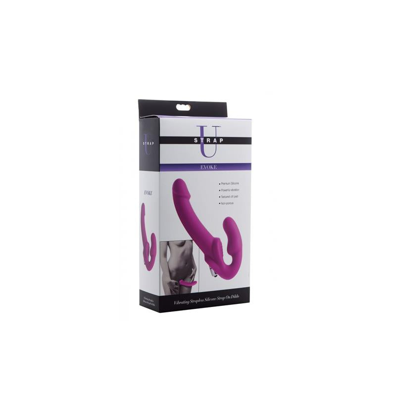 STRAP U - EVOKE VIBRADOR DOBLE SIN ARNÉS PURPURA
