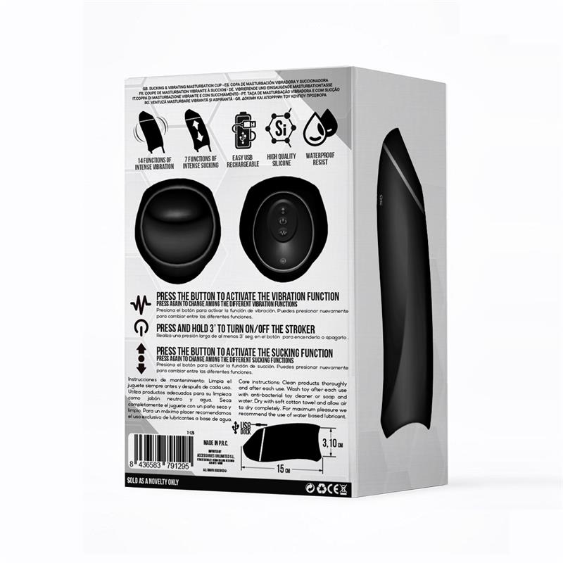 TARDENOCHE - EVONY MASTURBADOR MASCULINO SEXO ORAL SUCCIÓN Y VIBRACIÓN 2 MOTORES USB SILICONA