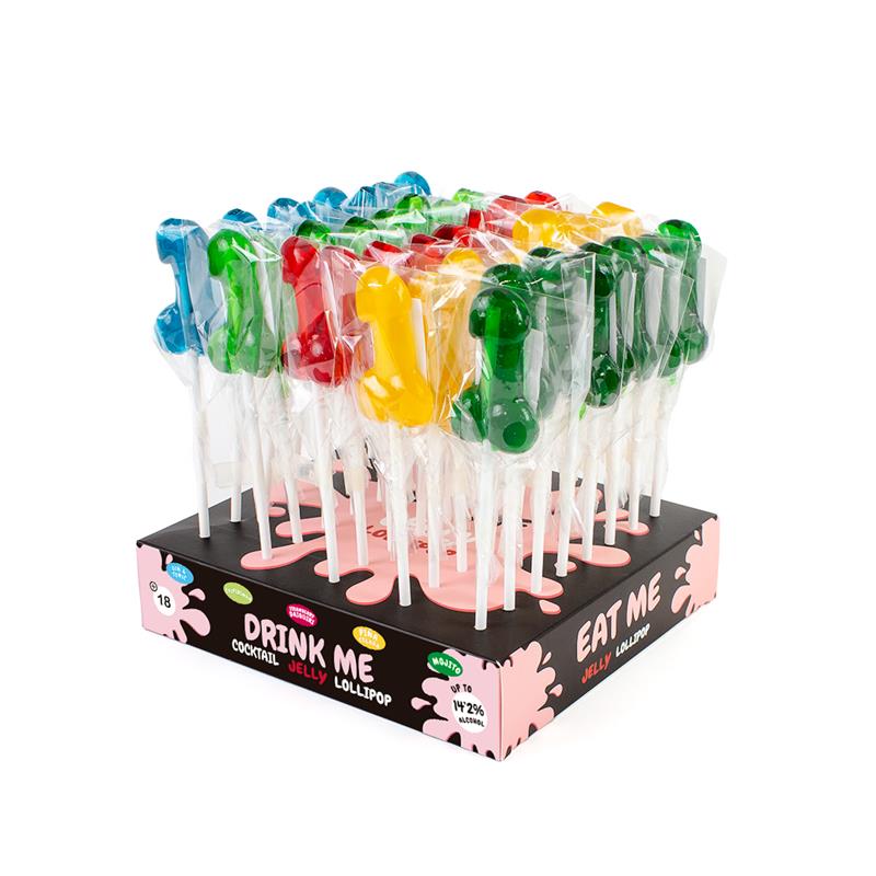 SECRET PLAY - EXPOSITOR PIRULETAS PENE SABORES CON ALCOHOL 40 UDS