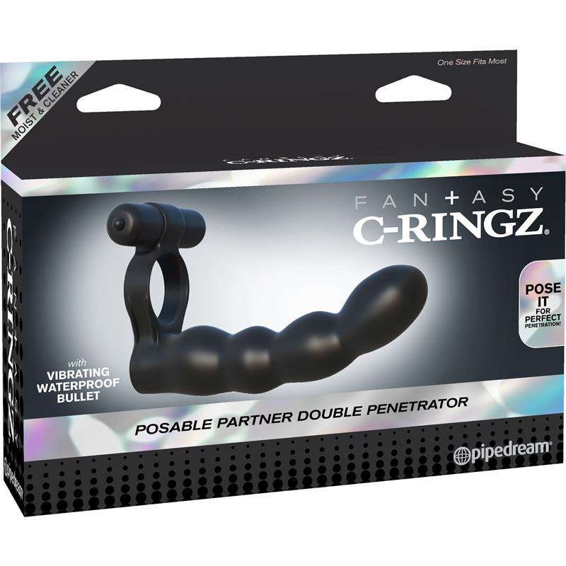 FANTASY C-RINGZ - FANTASY C-RINGZ ANILLO DOBLE PENETRADOR FLEXIBLE NEGRO
