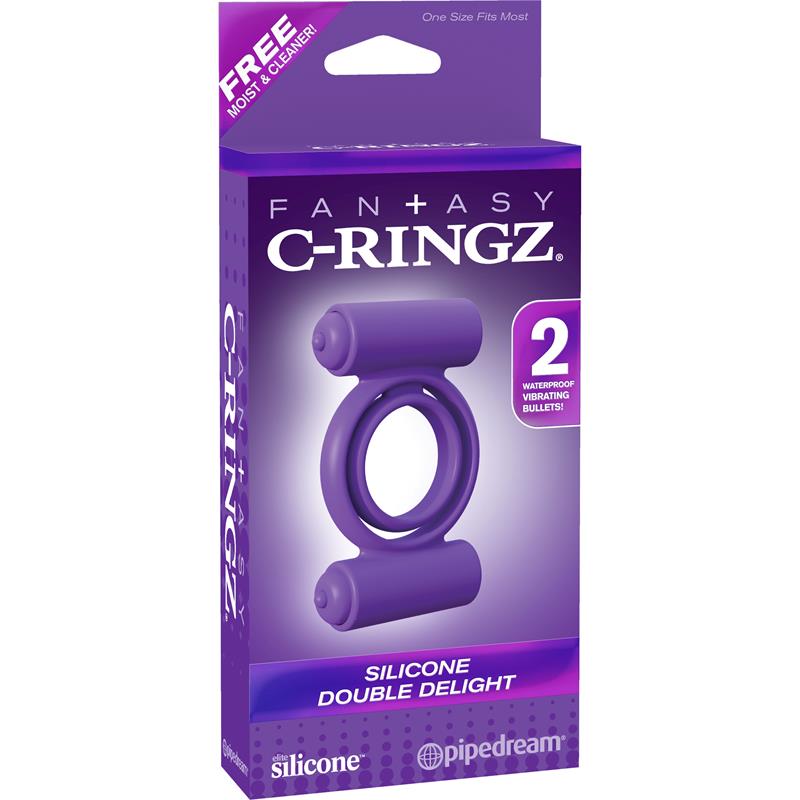 FANTASY C-RINGZ - FANTASY C-RINGZ ANILLO VIBRADOR DE SILICONA DOUBLE DELIGHT PÚRPURA