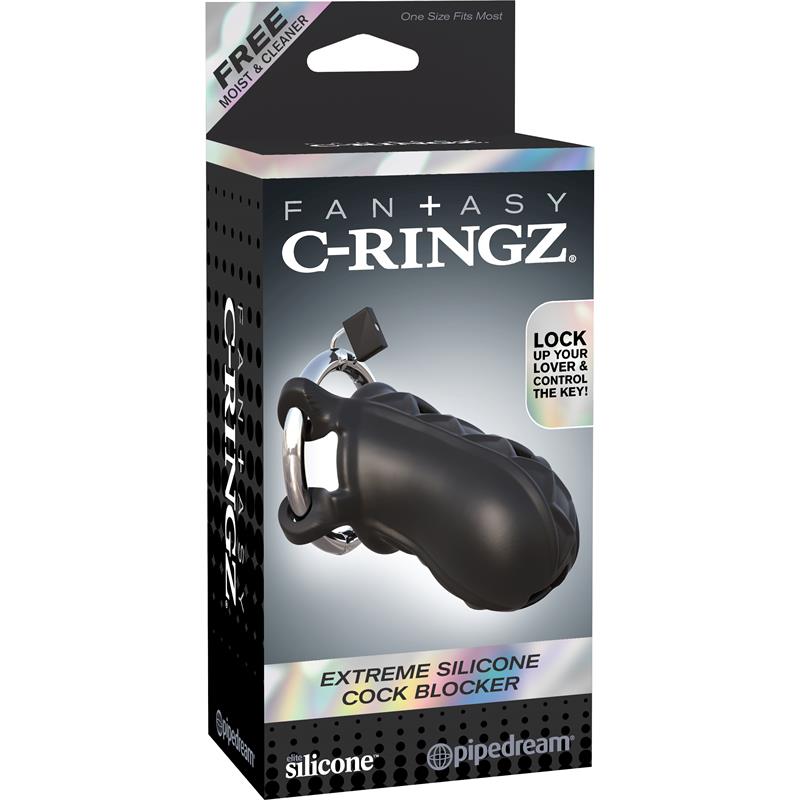 FANTASY C-RINGZ - FANTASY C-RINGZ JAULA DE BLOQUEO EXTREMO DE SILICONA COLOR NEGRO