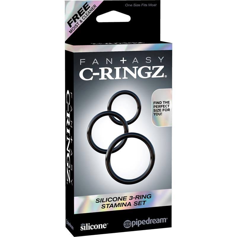 FANTASY C-RINGZ - FANTASY C-RINGZ SET DE 3 ANILLOS DE SILICONA COLOR NEGRO