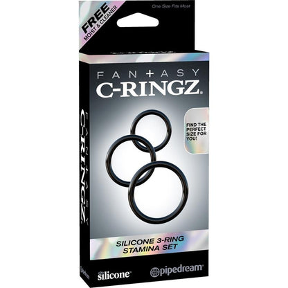 FANTASY C-RINGZ - FANTASY C-RINGZ SET DE 3 ANILLOS DE SILICONA COLOR NEGRO