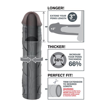 FANTASY X-TENSIONS - FANTASY X-TENSIONS  MEGA 7,6 CM EXTENSIÓN DE PENE - COLOR NEGRO