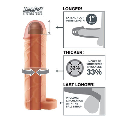 FANTASY X-TENSIONS - FANTASY X-TENSIONS  PERFECT 2,5 CM EXTENSIÓN DE PENE CON ANILLA PARA TESTÍCULOS - COLOR NATURAL
