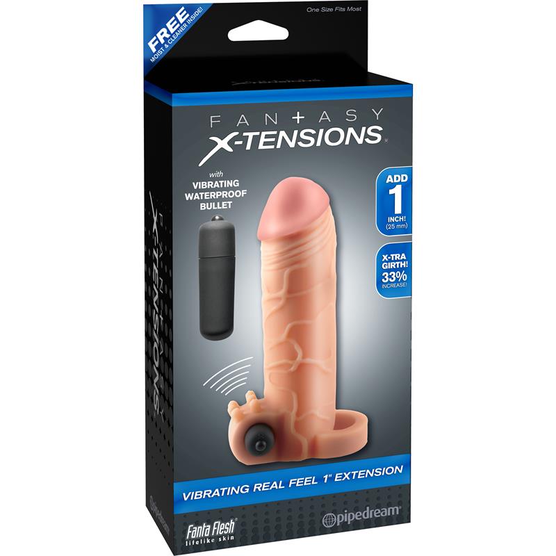 FANTASY X-TENSIONS - FANTASY X-TENSIONS VIBRADOR REAL FEEL DE 2,5 CM CON EXTENSIÓN - COLOR NATURAL