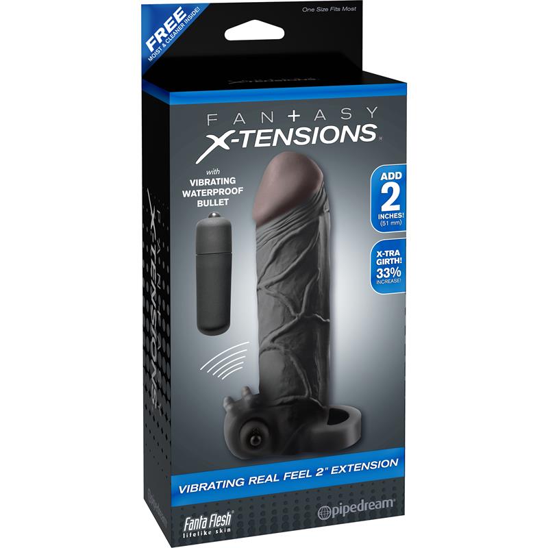 FANTASY X-TENSIONS - FANTASY X-TENSIONS VIBRADOR REAL FEEL DE 5,1 CM CON EXTENSIÓN - COLOR NEGRO