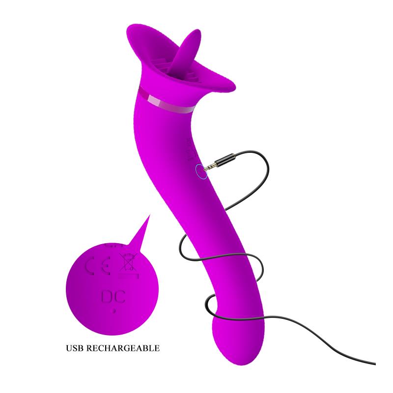 PRETTYLOVE - FAUST VIBRADOR CON LENGUA ESTIMULADORA USB