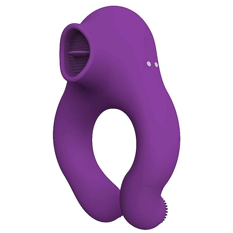 ACTION - FENDA ANILLO VIBRADOR CON LENGUA ESTIMULADOR Y CONTROL REMOTO 3 MOTORES USB MAGNÉTICO
