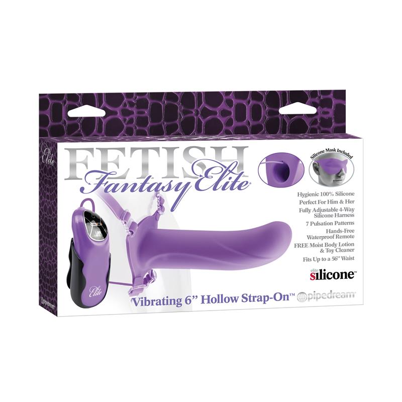 FETISH FANTASY ELITE - FETISH FANTASY ELITE 15 CM ARNÉS CON DILDO HUECO VIBRADOR PÚRPURA