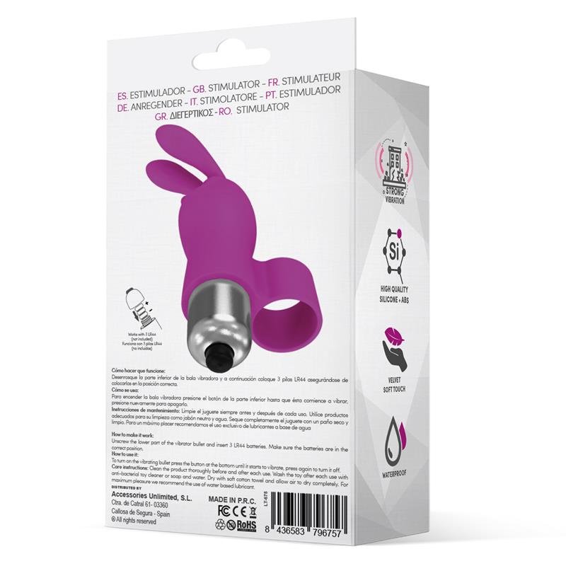 LATETOBED - FINGYHOP BALA VIBRADORA CON CONEJITO SILICONA PÚRPURA