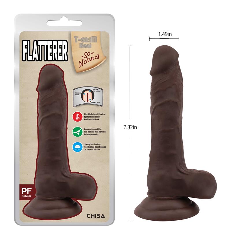 CHISA - FLATTERER DILDO DUAL DENSITY MARRÓN 18.6CM