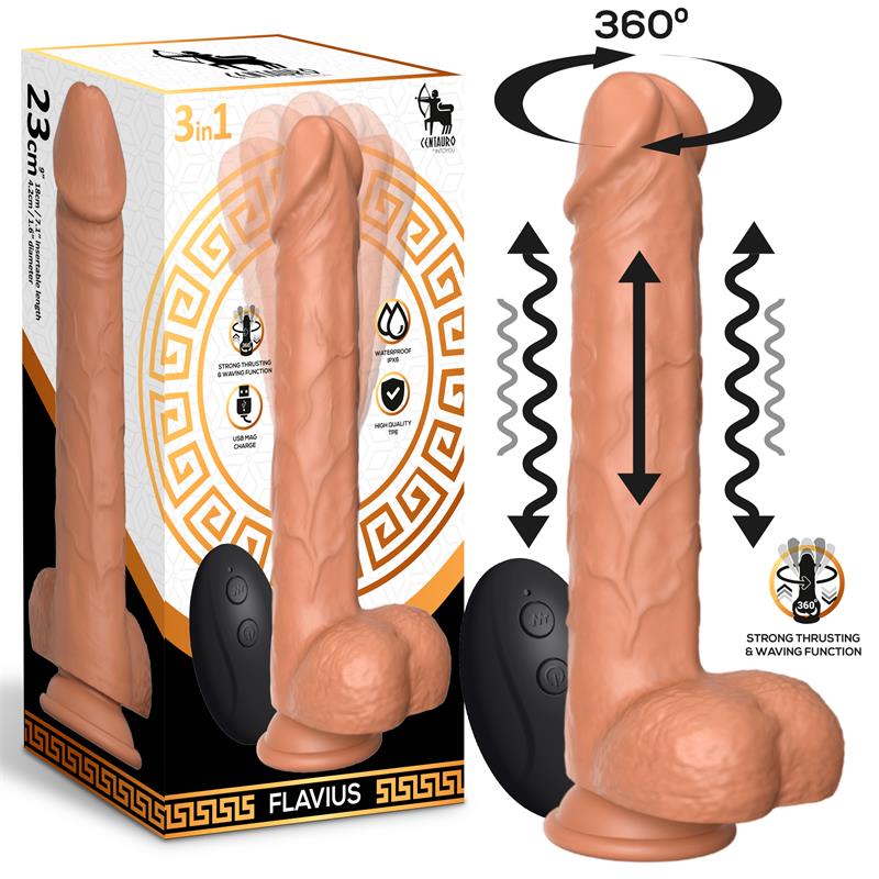 CENTAURO - FLAVIUS DILDO CON VIBRACIÓN, THRUSTING Y WAVING 360º 9 - 23 CM