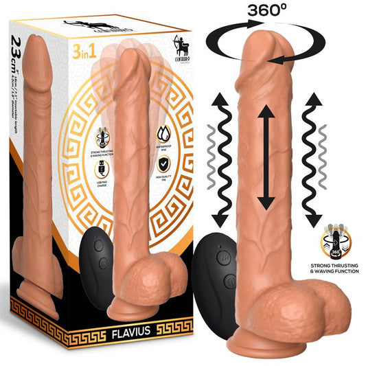 CENTAURO - FLAVIUS DILDO CON VIBRACIÓN, THRUSTING Y WAVING 360º 9 - 23 CM