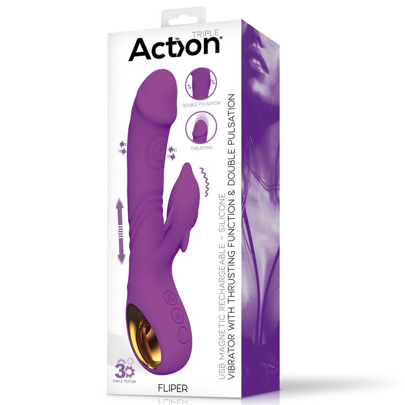ACTION - FLIPER VIBRADOR CON THRUSTING Y DOBLE PULSACIÓN 3 MOTORES