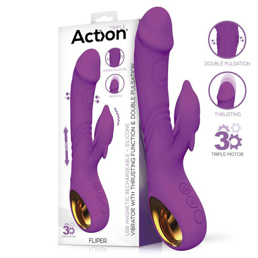 ACTION - FLIPER VIBRADOR CON THRUSTING Y DOBLE PULSACIÓN 3 MOTORES