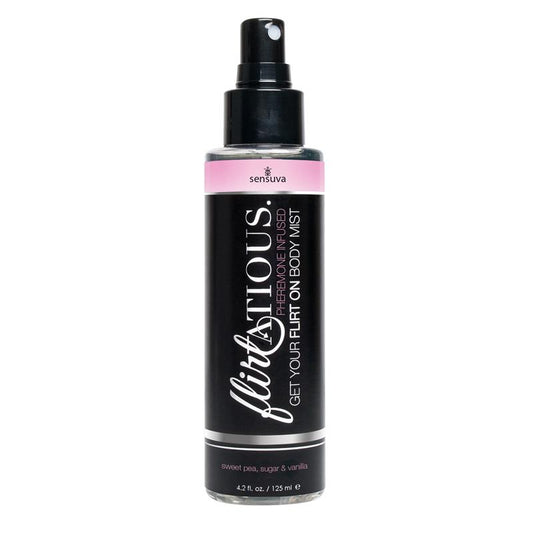 SENSUVA - FLIRTATIOS BRUMA CORPORAL CON FEROMONAS AZUCAR AVAINILLADO Y SWEET PEA 125 ML
