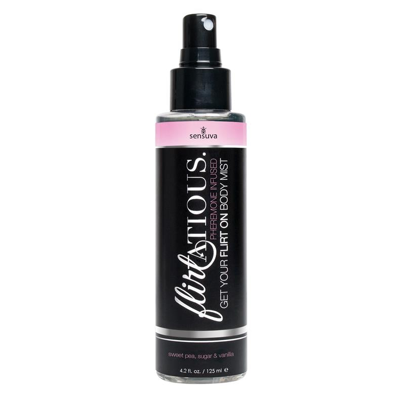 SENSUVA - FLIRTATIOS BRUMA CORPORAL CON FEROMONAS AZUCAR AVAINILLADO Y SWEET PEA 125 ML