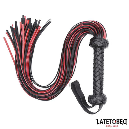 LATETOBED BDSM LINE - FLOGGER  65CM NEGRO Y ROJO