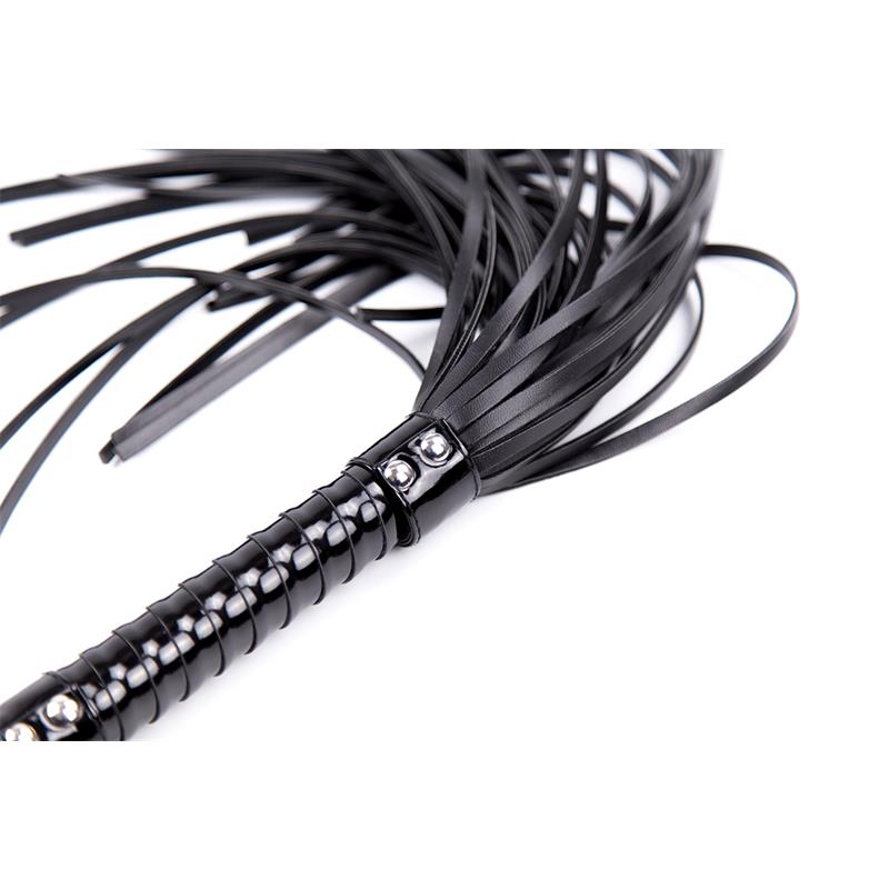 LATETOBED BDSM LINE - FLOGGER CON MANGO BRILLANTE 44 CM NEGRO