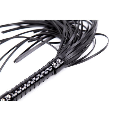 LATETOBED BDSM LINE - FLOGGER CON MANGO BRILLANTE 44 CM NEGRO