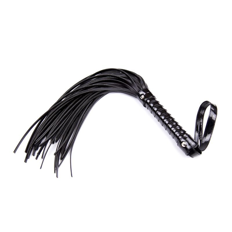 LATETOBED BDSM LINE - FLOGGER CON MANGO BRILLANTE 44 CM NEGRO