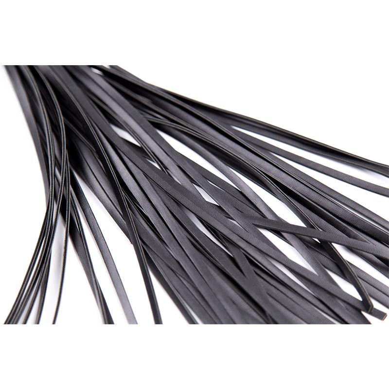 LATETOBED BDSM LINE - FLOGGER CON MANGO BRILLANTE 44 CM NEGRO