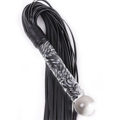 LATETOBED BDSM LINE - FLOGGER CON MANGO DE CRISTAL 70 CM