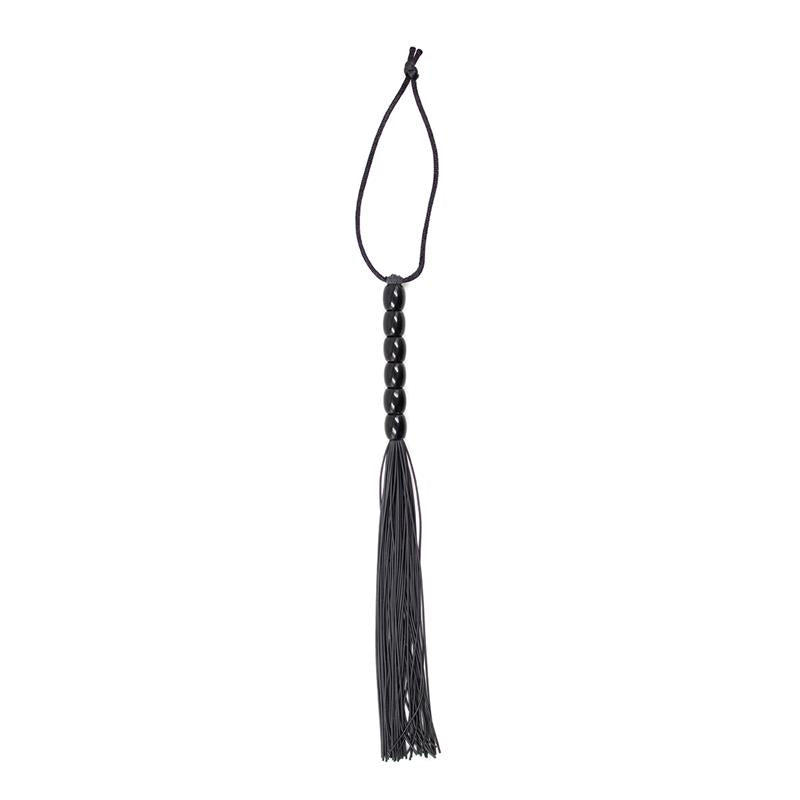 LATETOBED BDSM LINE - FLOGGER DE SILICONA CON MANGO CON 6 BOLAS 26 CM NEGRO
