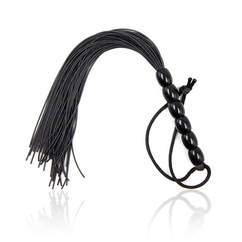 LATETOBED BDSM LINE - FLOGGER DE SILICONA CON MANGO CON 6 BOLAS 26 CM NEGRO