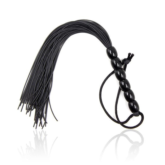LATETOBED BDSM LINE - FLOGGER DE SILICONA CON MANGO CON 6 BOLAS 26 CM NEGRO