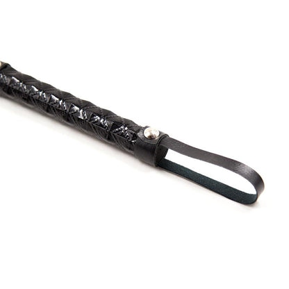 LATETOBED BDSM LINE - FLOGGER PATRÓN DE DIAMANTE Y MANGO DE METAL 39 CM NEGRO