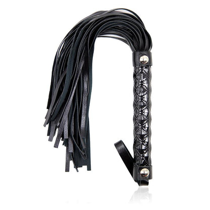 LATETOBED BDSM LINE - FLOGGER PATRÓN DE DIAMANTE Y MANGO DE METAL 39 CM NEGRO