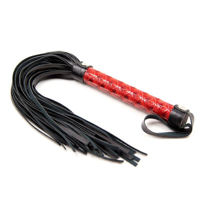 LATETOBED BDSM LINE - FLOGGER PATRON DE DIAMANTE Y MANGO DE METAL 39 CM ROJO