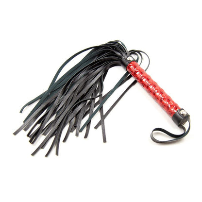 LATETOBED BDSM LINE - FLOGGER PATRON DE DIAMANTE Y MANGO DE METAL 39 CM ROJO