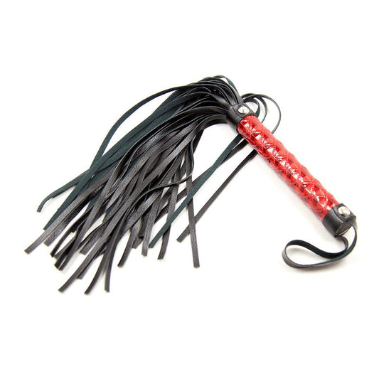 LATETOBED BDSM LINE - FLOGGER PATRON DE DIAMANTE Y MANGO DE METAL 39 CM ROJO
