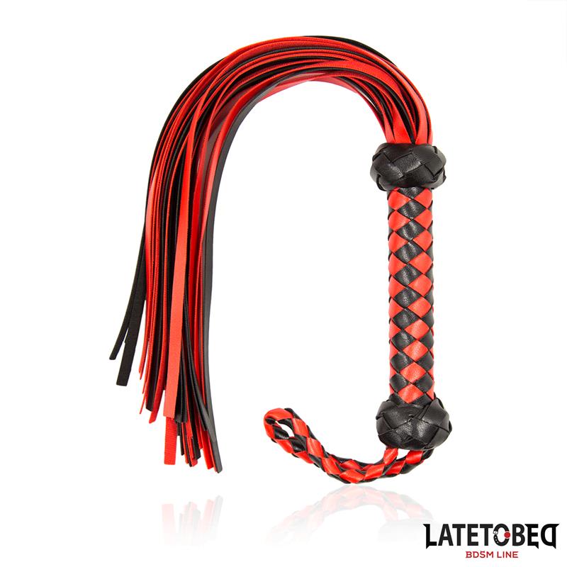 LATETOBED BDSM LINE - FLOGGER ROJO Y NEGRO  50CM