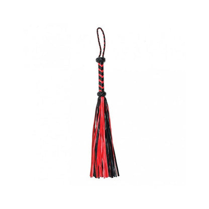 BONDAGE PLAY - FLOGGER TRENZADO CUERO NEGRO ROJO