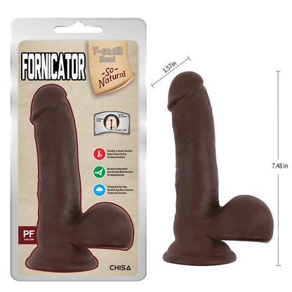 CHISA - DILDO FORNICADOR DE DUPLA DENSIDADE CASTANHO 19CM