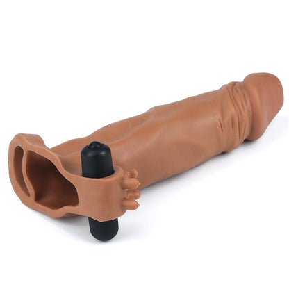 LOVETOY - FUNDA PARA EL PENE CON VIBRACIÓN ADD 2 PLEASURE X-TENDER MARRÓN