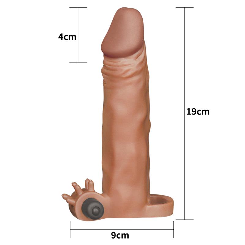 LOVETOY - FUNDA PARA EL PENE CON VIBRACIÓN ADD 2 PLEASURE X-TENDER MARRÓN
