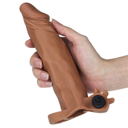LOVETOY - FUNDA PARA EL PENE CON VIBRACIÓN ADD 2 PLEASURE X-TENDER MARRÓN