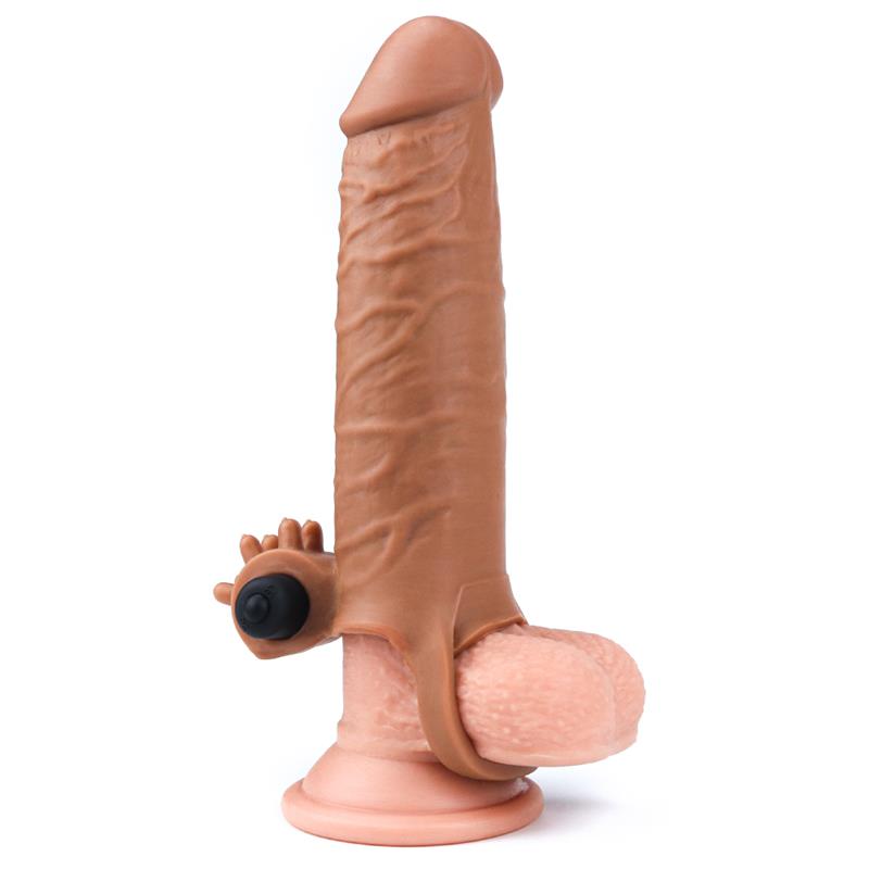 LOVETOY - FUNDA PARA EL PENE CON VIBRACIÓN ADD 2 PLEASURE X TENDER MARRÓN