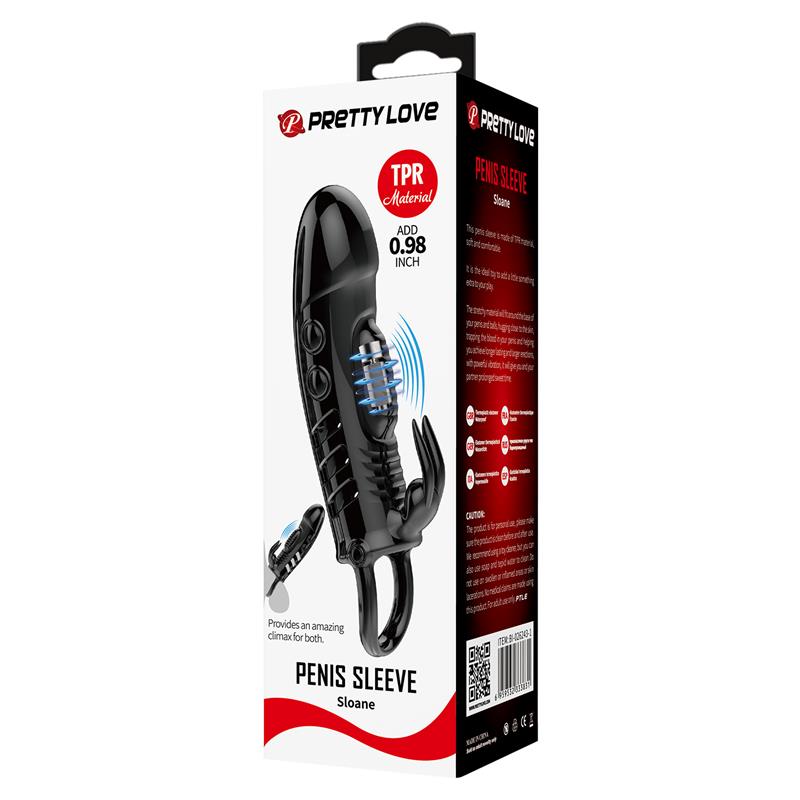 PRETTYLOVE - FUNDA PARA EL PENE CON VIBRACIÓN NEGRO