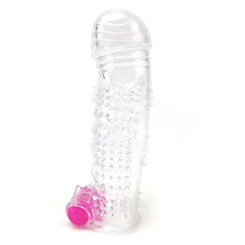 A-GUSTO - FUNDA PARA EL PENE TEXTURIZADA CON BALA VIBRADORA TRANSPARENTE